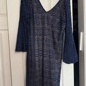 Lilly Pulitzer Blue Sheath Dress with Bell Sleeves
